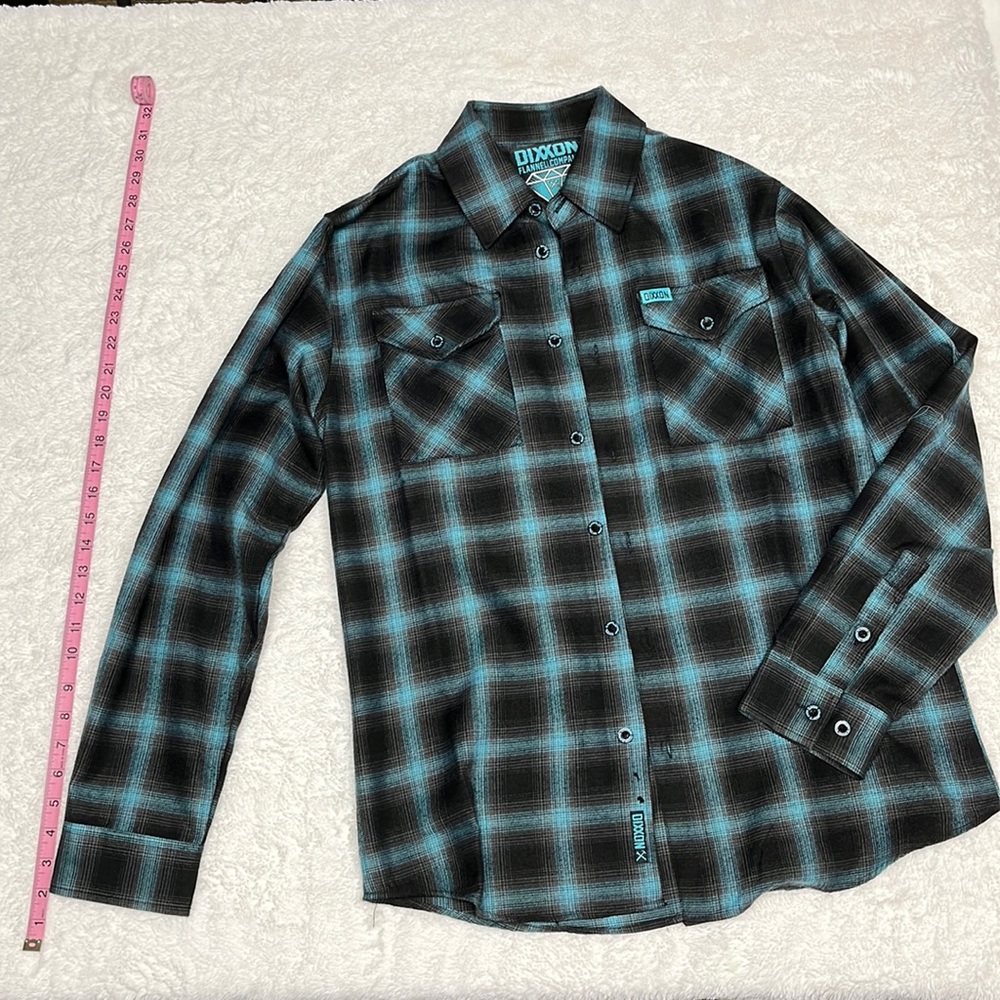 Mens DIXXON flannel size medium. Black gray teal